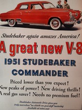 1951 Life Ad Advertisement Studebaker Commander V-8 Automobile Front Cover 1951 Life Ad Advertisement Studebaker Commander V-8 Automobile Front Cover