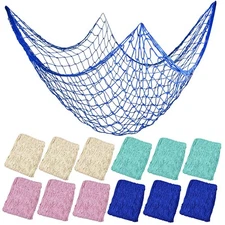 12 Pieces Natural Fish Net Decoration 80" x 40", Wall Hanging Cotton Fishnet ...
