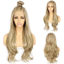 Blonde Lace Front Wig Long Wavy Wigs for Women Highlight Ash Blonde Wigs Heat...