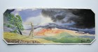 Original Watercolor Painting Figurative Landscape with Figure & Storm Sky Signed