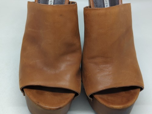 VERA WANG LAVENDER Women’s Open Toe Warm Brown Leather Platform Heels Sz 8.5 M - Picture 8 of 24