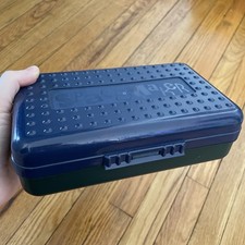 Vintage SPACEMAKER Pencil Box Green Blue Standard Size 1990s Nostalgic Rare