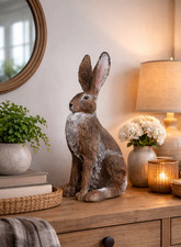 Large Sitting Hare Ornament 47cm Rustic Country Home Decor Sculpture