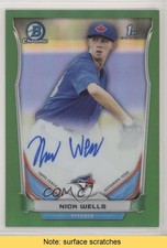 2014 Bowman Draft Chrome Pick Green Refractor 37/99 Nick Wells Auto READ 0k2