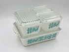 Vtg Set PYREX 503, 502, 501 x 2 REFRIGERATOR DISHES TURQUOISE AMISH BUTTERPRINT