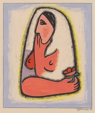 Woman with Flower : 1938 : Mikuláš Galanda : Archival Art Print