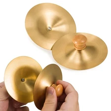 Professional Copper Finger Cymbals Pair - 3.5" (9cm) Mini Percussion for Bell...