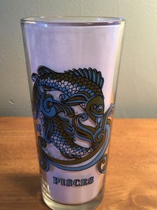 Vintage 1976 Pisces Arby's Promo Glass Beverly KMA Astrology Horoscope Zodiac