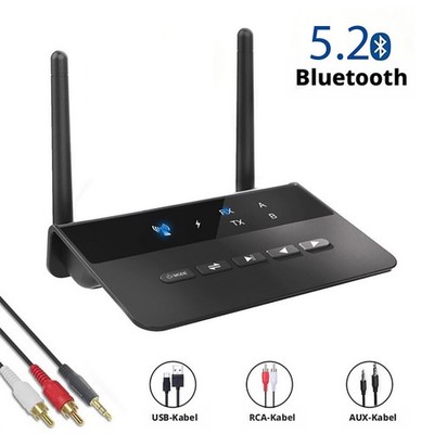 Audio Sender Empfänger Bluetooth 5.2 aptX Low Latency   TV-Ton an 2 BT Kopfhörer