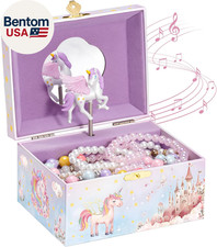 Unicorn Jewelry Box for Girls, Kids Musical Jewelry Boxes with Spinning Unicorn