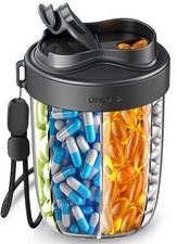 Large Pill Organizer with 7 Compartments - Portable Black