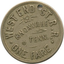 Knoxville, Tennessee TN West End Street Railroad Military One Fare Transit Token
