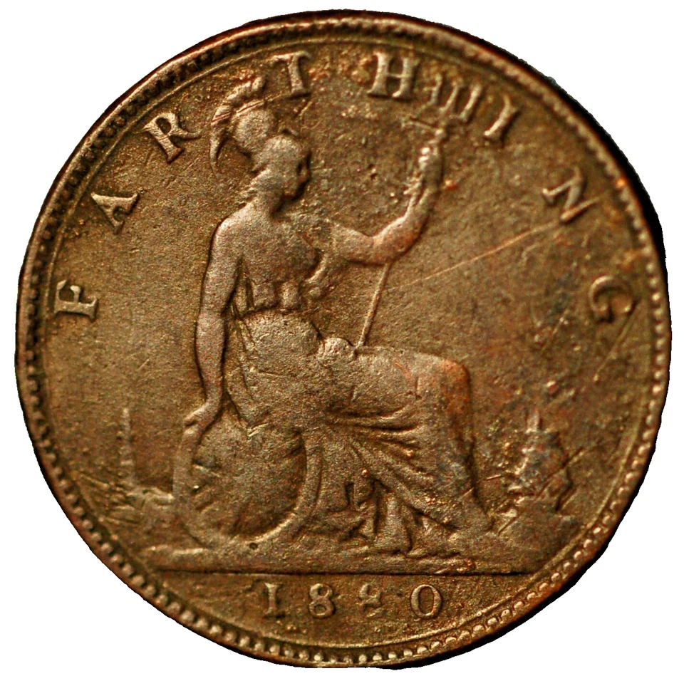 Great Britain Farthing 1880 KM# 753 - Image 2 of 2