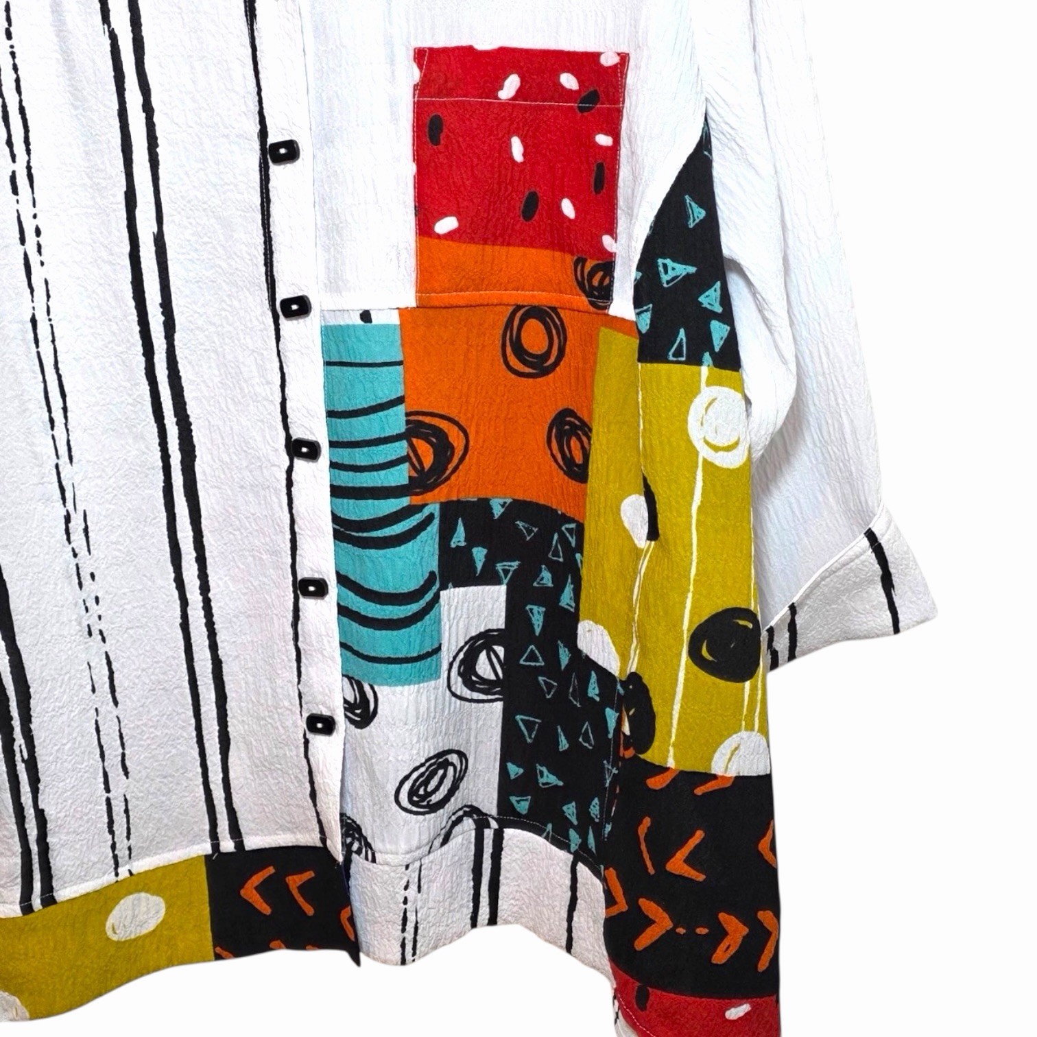 Ali Miles 2X Abstract Patchwork Crinkle Blouse Ar… - image 3