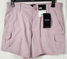 Lee Women's Size 4 Mid Rise Regular Fit  Cargo Shorts Pink NEW