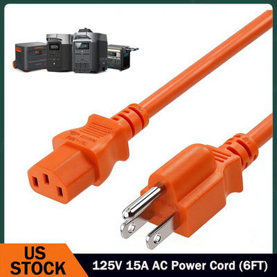 6FT Heavy-Duty Power Station Charging Cable 125V 15A AC Cord for Jackery Anker