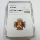 1957 D NGC MS66 RD RED - Lincoln Wheat Penny Cent 1c US Coin #59502A