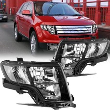 Headlight Set Edge 2007-2010 Halogen Black Housing Clear Reflector Both Sides