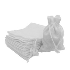 20pcs Burlap Bags with Drawstring, 5x7 Inch White Linen Gift Bags Bulk for Ch...