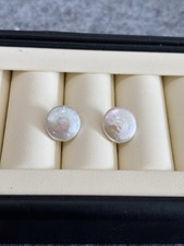 Button Pearl Earrings Studs Real Pearls Freshwater Pearls Baroque Pearl