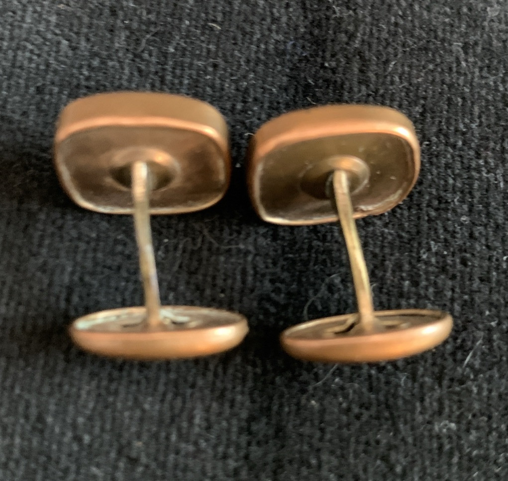 Vintage Pair Cuff Link Button Studs~ Burgundy Wit… - image 4