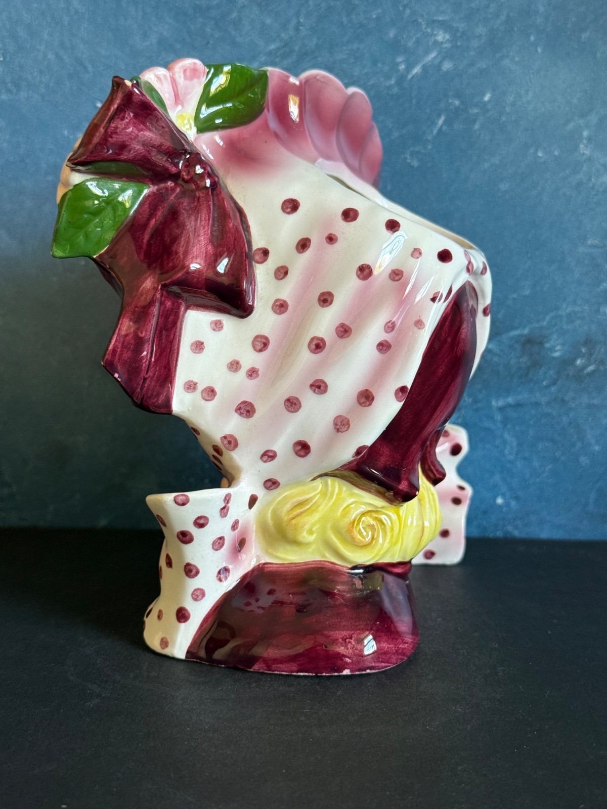 VINTAGE LADY HEAD VASE BLONDE LIPPER & MANN SOUTHERN BELLE PURPLE 6”