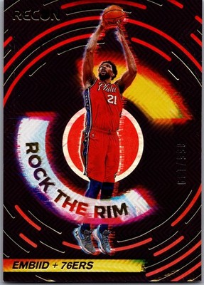 2020-21 Panini Recon #19 Joel Embiid Rock the Rim Red #/199