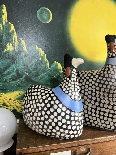 BCU statuine vintage argilla faraone uccellino fatte a mano Uganda Spotty Habitat - Foto 3 di 8
