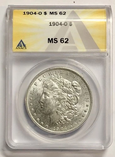 1904 O Morgan Silver Dollar $1 Coin ANACS Graded MS62