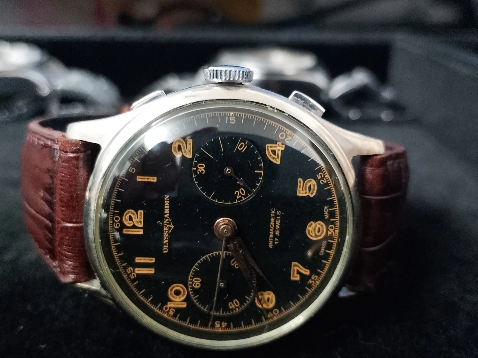 Ulysse Nardin — Ultra Rare VINTAGE ULYSSE NARDIN CHRONOGRAPH with a Tropical Dial