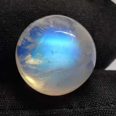 Natural Blue Fire Moonstone Cabochon Round White Rainbow Gemstone Jewel 12.8Cts