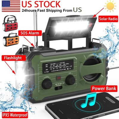 100000mAh Portable Emergency Solar Radio FM/AM/NOAA SOS Weather Radio Flashlight