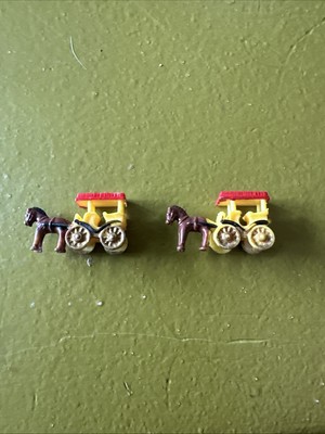 Vintage Miniatures doll house decor horse drawn carriages kids toy Lot of 2