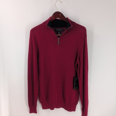 Harrison Davis Quarter Zip Winter Classic Pullover Sweater Maroon Red Size S