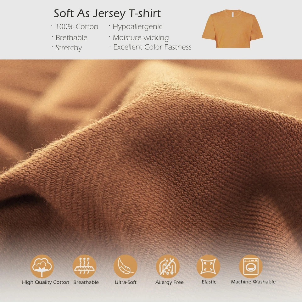 Juego de funda nórdica de algodón jersey suave funda de almohada Queen King naranja juego de cama Foto 4 de 4