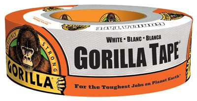 Gorilla White Duct Tape, 1.88" x 30 yd, White, (Pack of 4)