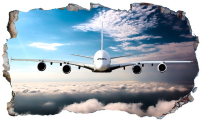 Airbus A380 Flugzeug Jet 3D Magic Window Wandbild selbstklebendes Poster V1*