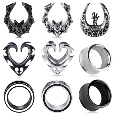 Stainless Steel Saddle Ear Spreader Tunnels Plugs Earlets Ear Gauges Piercing
