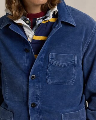 Polo Ralph Lauren Moleskin Utility Jacket in “Melazzo” (Blue) Size
