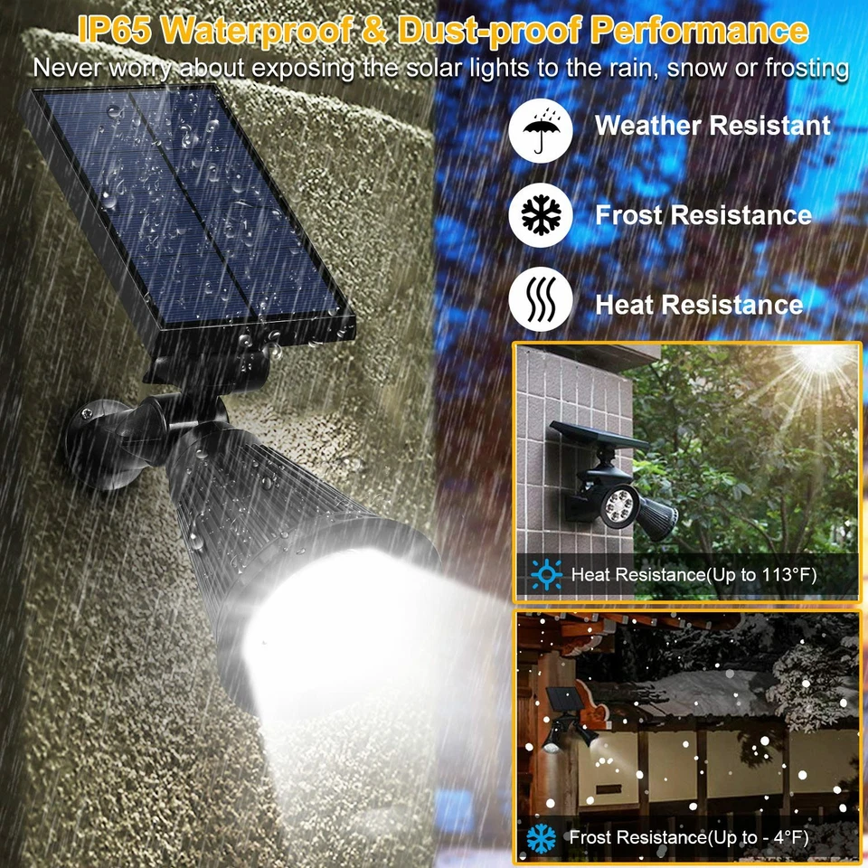 2Pcs Solar Powered LED Spot Light Outdoor Garden Landscape Flood Lamp Waterproof - Image 2 of 4