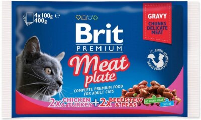 8595602506262 BRIT Premium Cat Meat Plate - Nassfutter für Katzen - 4x100g Brit