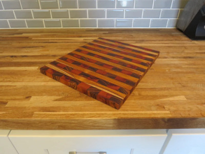 Teak/Bocote/Goncalo Alves End Grain Hardwood Cutting Board