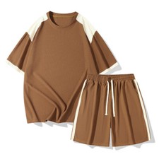 Mens Tracksuit 2-Piece Set Short Sleeve T Shirt Shorts Sweatsuit Outfit Set