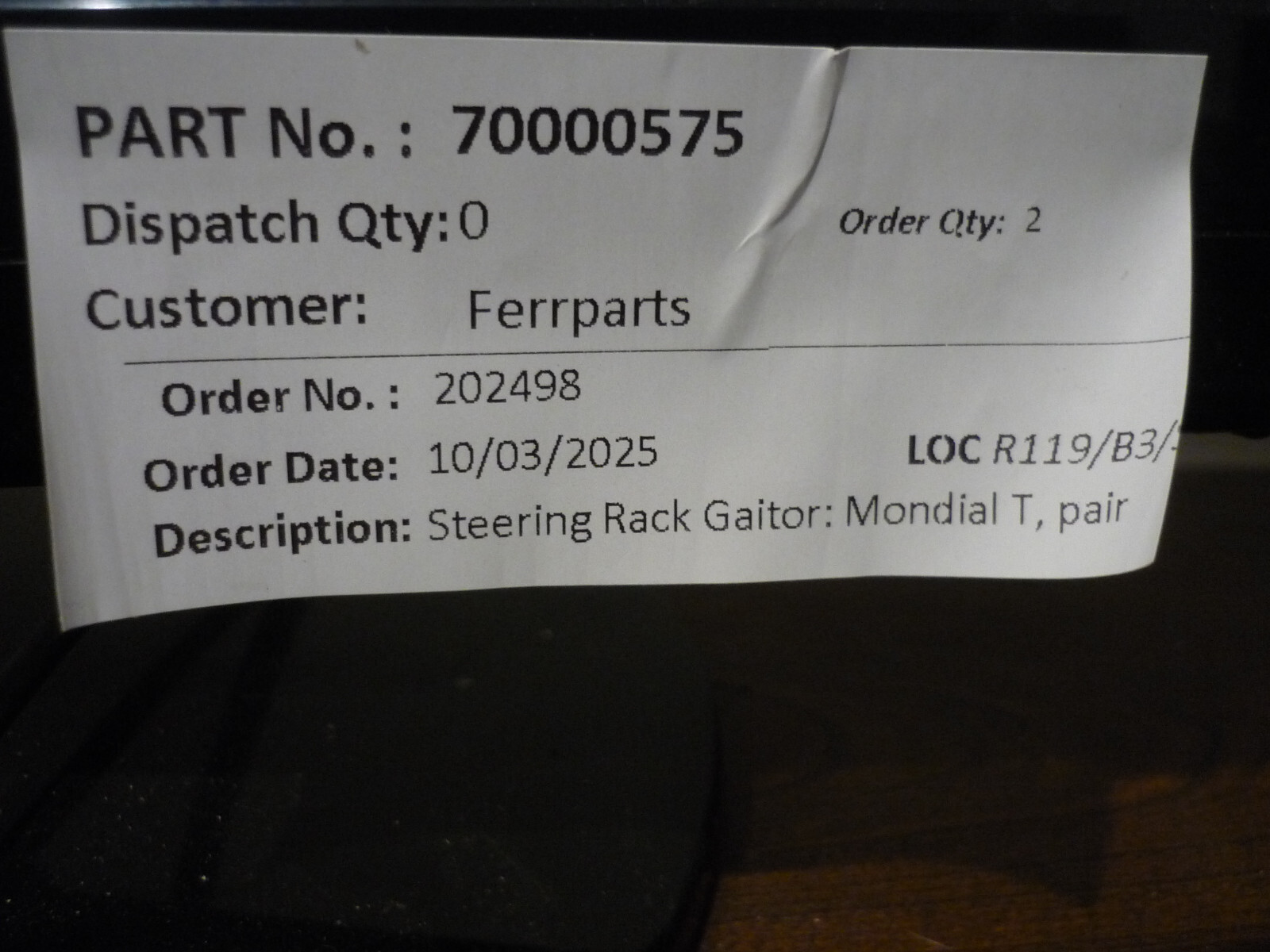 Ferrari Mondial T - PAS Rack Bellows Replacement Kit  - 70000575