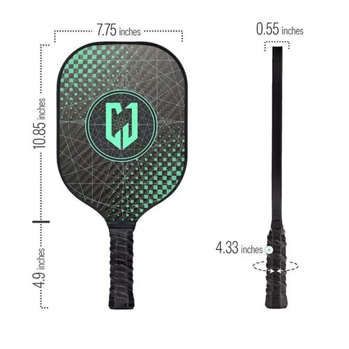 Juciao Green Logo 4.5" Handle Pickleball Paddle Carbon Fiber Composite USA - Picture 7 of 8