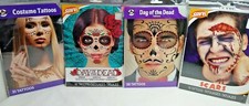 Halloween Costume Face Tattoos New Savvi Made in USA 2 sets in package Choice