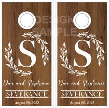 Floral Family Name Wood Cornhole Wrap Bag Toss Skin Decal Sticker