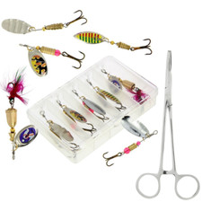 5Pc Fishing Spinners Forceps 6" Set Sea Perch Pike Trout Lures Tackle Box Hooks