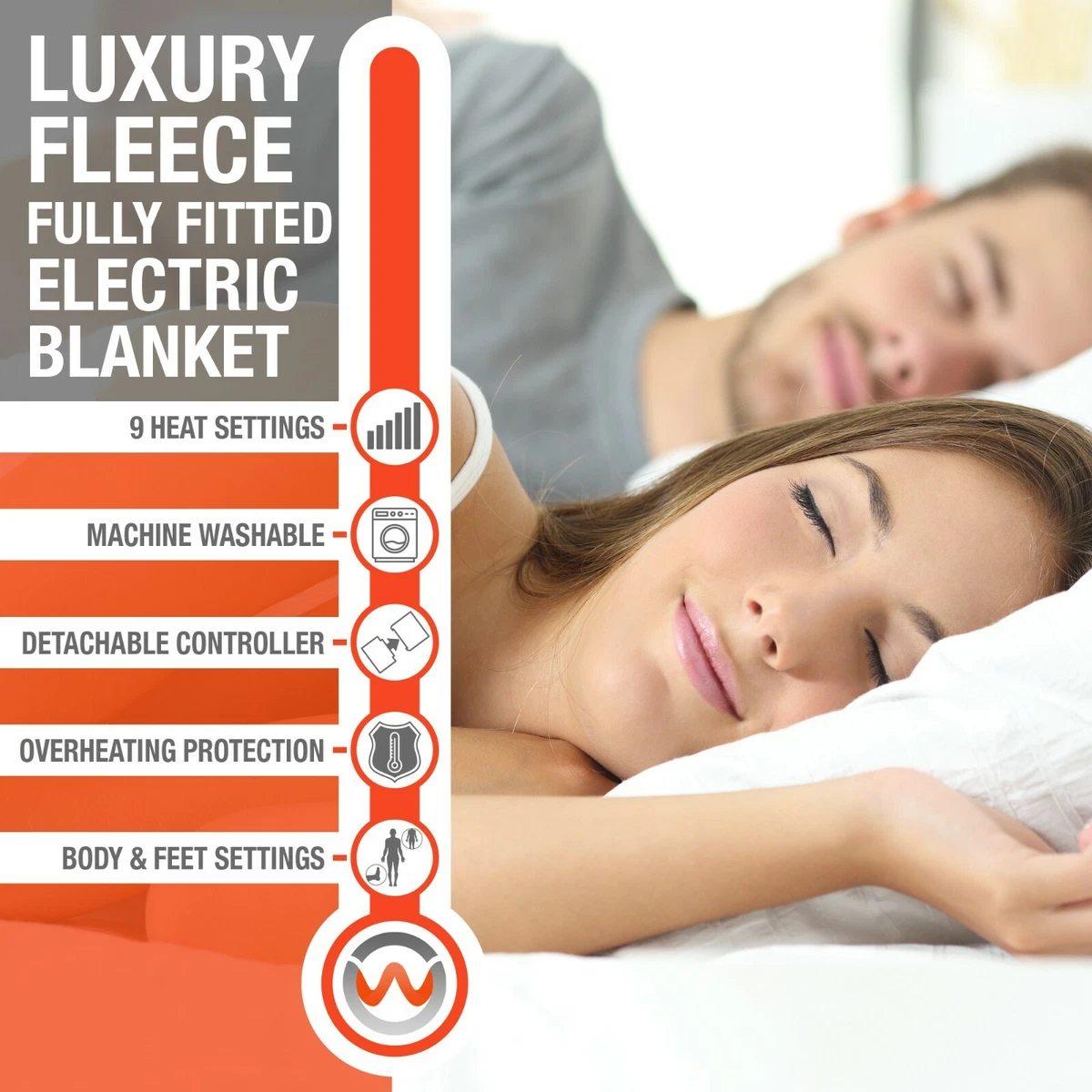 Warmer Electric Blanket Dual Control Body u0026amp; Feet Zone Fully Fitted  Luxury Fleece | eBay
