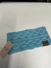 C.C Headband Soft Stretch Winter Warm Cable Knit Fuzzy Ear Warmer-Turquoise Gree